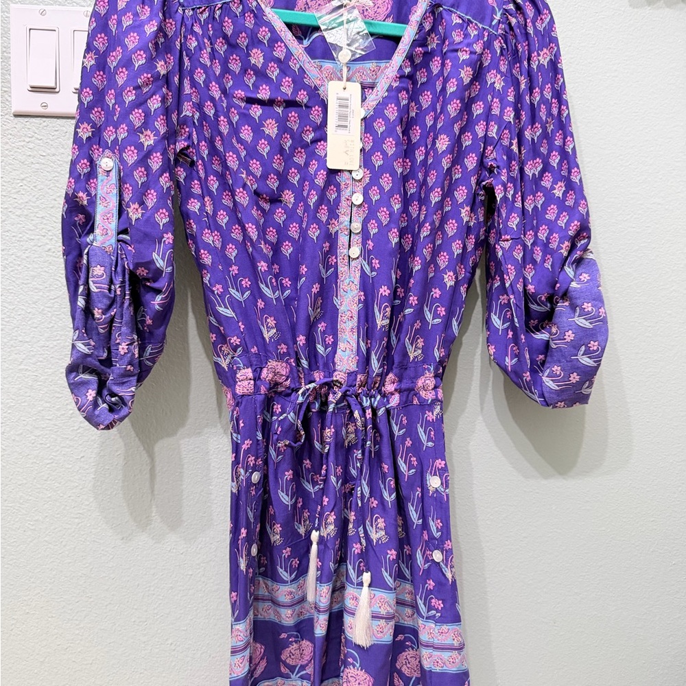 Spell Purple Tunic with Pink Floral Trim